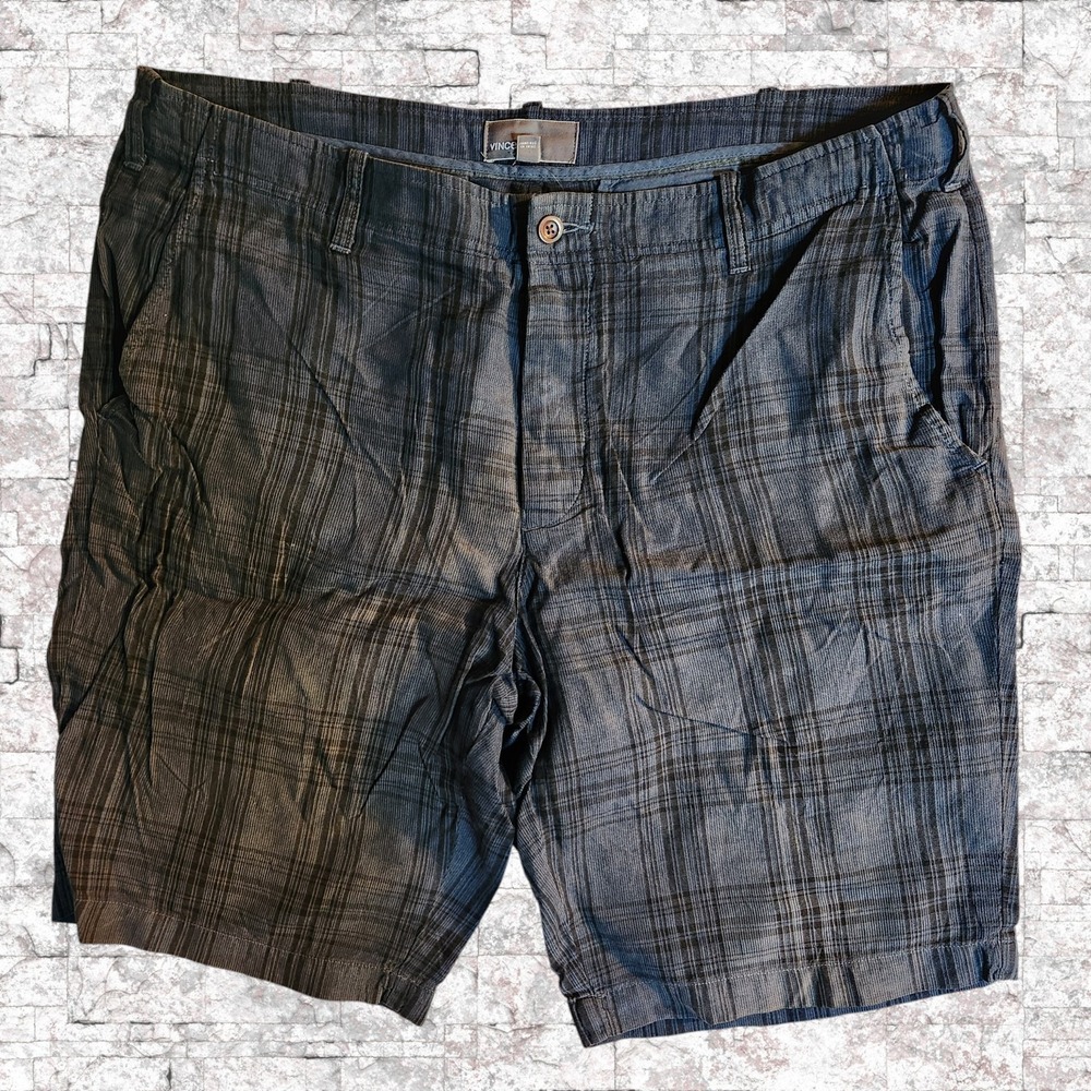 Vince Plaid Shorts Men 34 Blue Slim Griffith Chino Luxury Preppy Casual